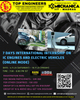 7 Days International Internship on IC Engines and Electric Vehicles (Online Mode) 2023 International Internship Poster